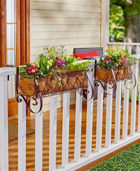 flower boxes for metal railings|flower pots for deck railings.